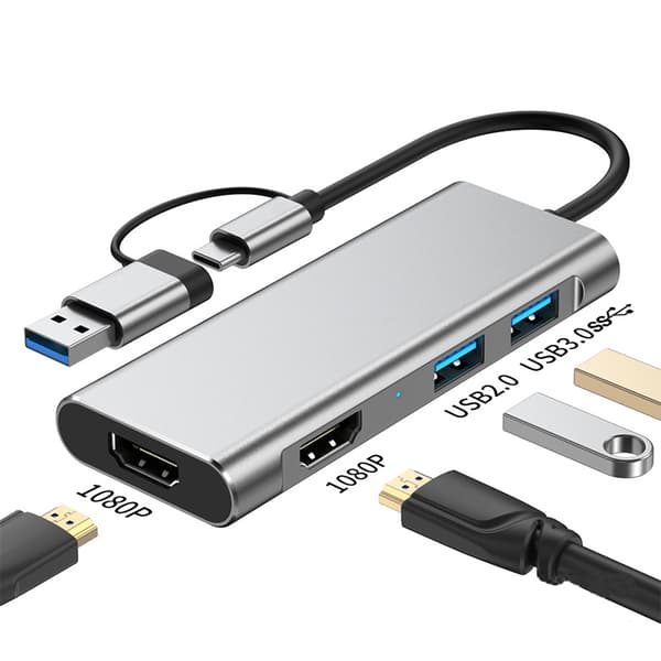 USB 3.0 og Type-C til Dual HDMI 1080P Docking Station