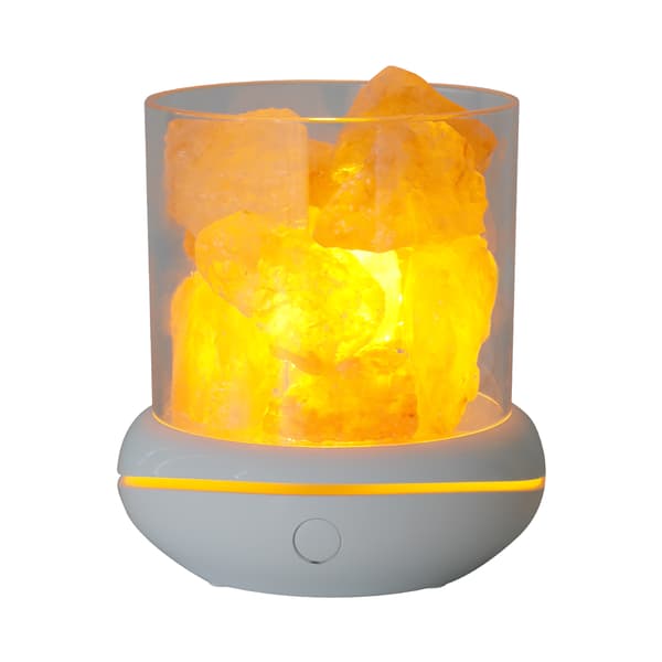 Saltstenslampe USB Aromaterapi Hvid / Orange