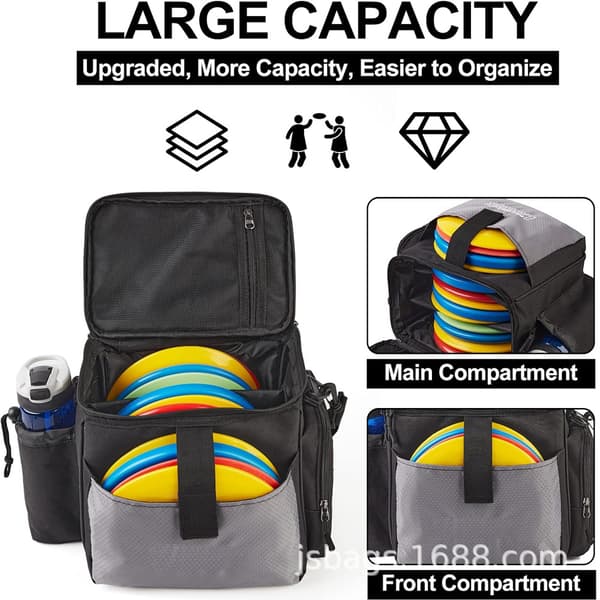 Discgolfbag for 13+ disker, holder for vannflaske