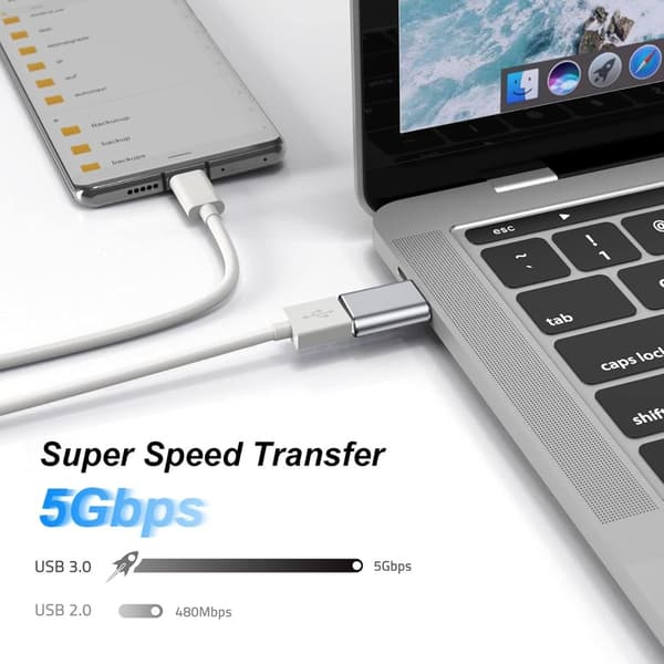 4-Pakning USB-C til USB 3.0 Adapter - Høyhastighets Data- og Ladekonverter Silver