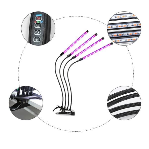 Växtlampa / växtbelysning med 4 flexibla LED lysrör 2-pack