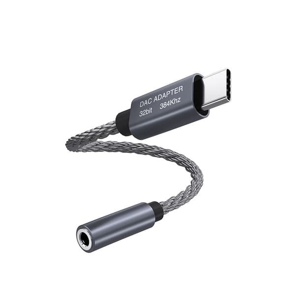 32 bit / 384 kHz USB-C - 3,5 mm äänisovitinkaapeli DAC-sovitin Grey
