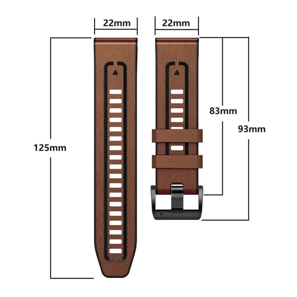 Læderrem til Garmin Fenix 7 Pro/7X Brown 22 mm