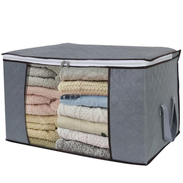 Opbevaringspose til lagner, tæpper, tøj Grå 60x43x35 cm 1-pack