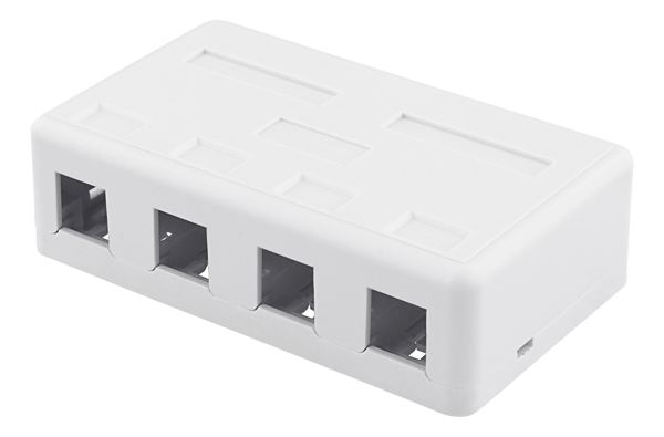 Surface mount box for Keystone, 4 ports, white