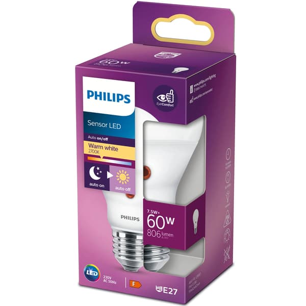 LED E27 Normaali 60W Hämäräanturi 806lm
