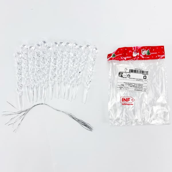 Julgranshänge Istapp plast transparent 12-pack