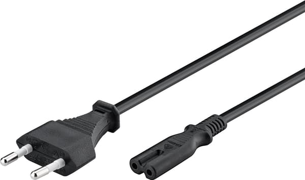 Tilslutningskabel med Euro-stik, 1,8 m, sort