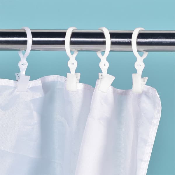 Gardinringar med Klämmor, 10-pack White