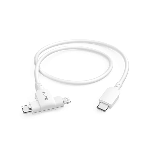Ladekabel USB-C til USB-C eller Lightning 1,5 m Hvit