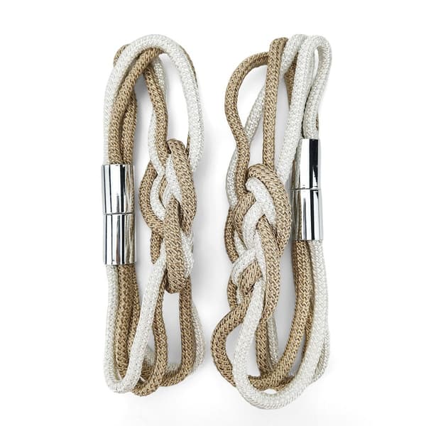 Flätade Magnetiska Gardinfästen, 2-pack White+Grey