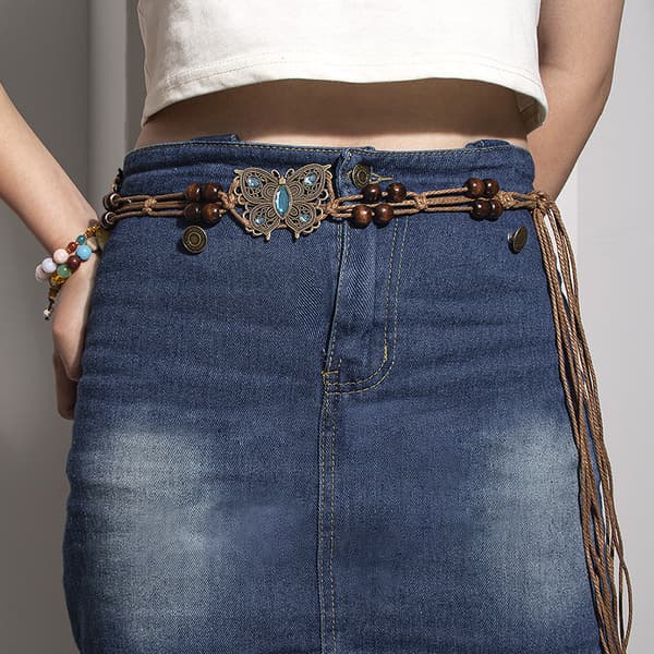 Bohemian Macrame Bælte - Naturlig Chic Taljereb Model 1