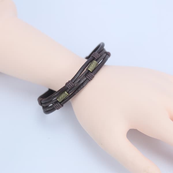 Läderarmband set med 3 st DarkBrown