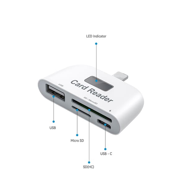 Type-C Kortleser - USB Hub & OTG Funksjonalitet White