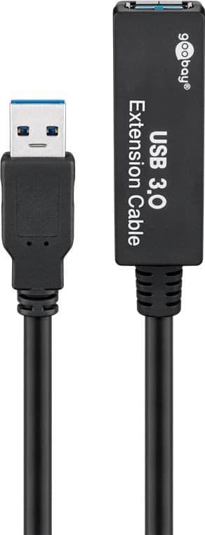 Aktivt USB-A-forlængerkabel, 5 m, sort