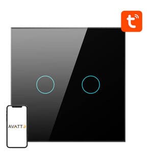 Smart lysbryter ZigBee Avatto ZTS02-EU-B2 2-veis TUYA (svart)