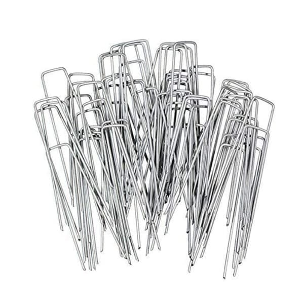 U-formede hagepinner, 50 stk. Silver 10 cm
