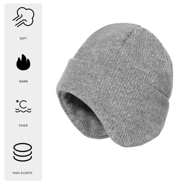 Lämmin talvipipo korvalapuilla Grey