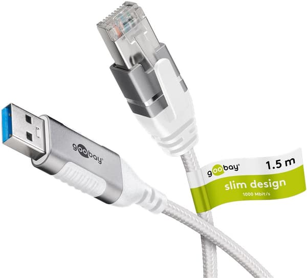 Ethernet-kaapeli USB-A 3.0 - RJ45, Slim, 1,5 m