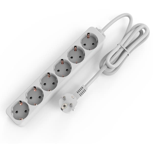 EU-pluggadapter, strømskinne 1,5 m 6 AC-uttak
