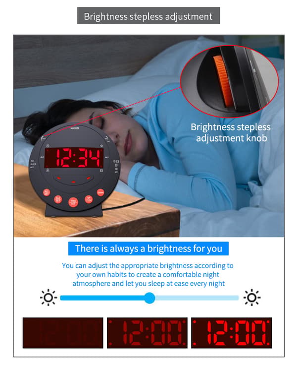 Vækkeur med bed shaker Sort