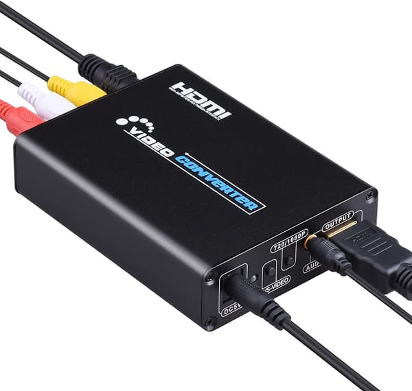 Omformer, AV og S-video til HDMI Black