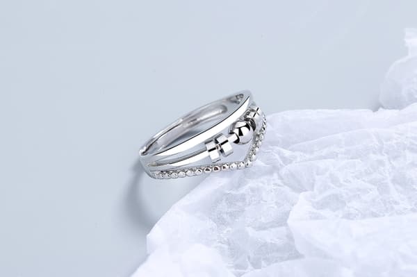 Justerbar Antistressring med Roterbara Pärlor Silver