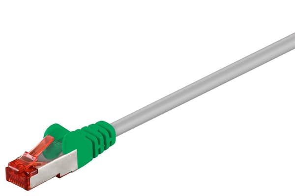 CAT 6 -ristikytkentäkaapeli, S/FTP (PiMF), harmaa, vihreä, 5 m