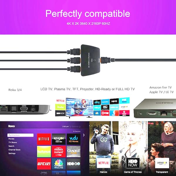 HDMI Switch 3-1 med HDR, 3D og 4K (2160p)