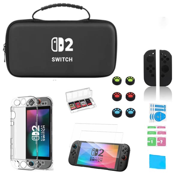 Premium Nintendo Switch 2-etui og opbevaringstaske til tilbehør