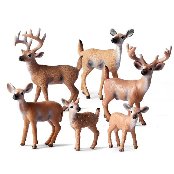 Realistiska Skogsdjursfigurer, 6-pack Wild Deer Set