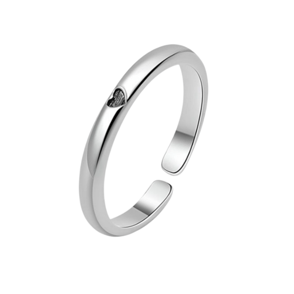 Säädettävä sormus - Sydänkuvio Silver