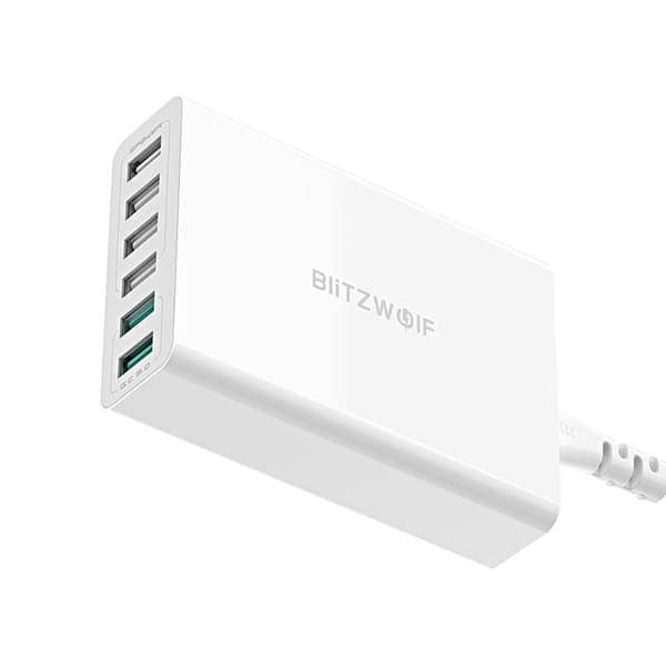 Lader 6x USB Blitzwolf BW-S15, QC 3.0, 60 W (hvit)