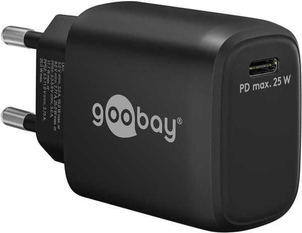 USB-C™ PD GaN hurtigoplader (25 W) sort