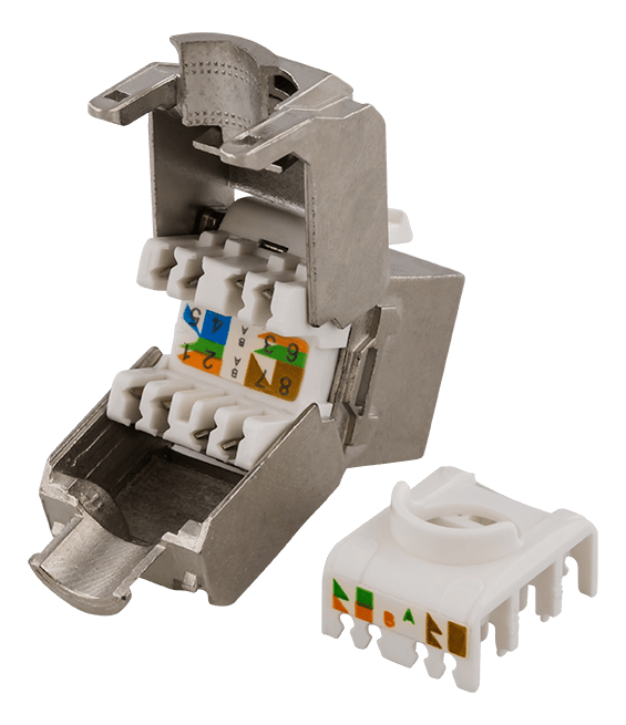 FTP Cat6a keystone connector, shielded, 22-26 AWG, Tool-free