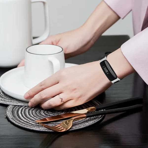 Urrem i ægte læder Sort Fitbit Inspire 1/2/HR