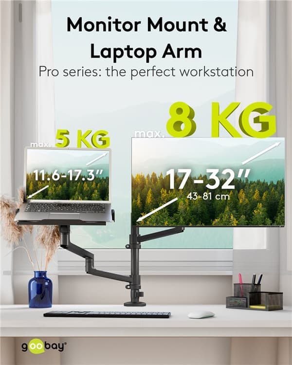 Deluxe skjermfeste med arm for bærbar PC