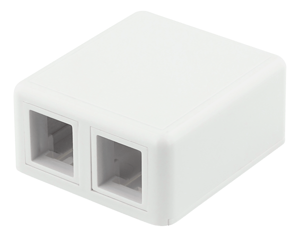 Surface mount box for Keystone, 2 ports, white