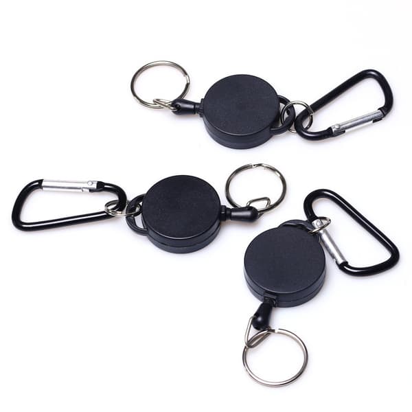 Utdragbar nyckelring med karbinhake 2-pack Black