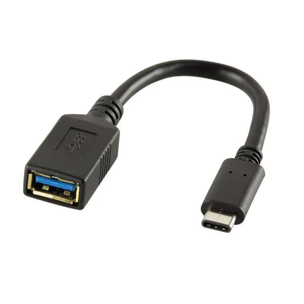 USB-C til USB-A OTG-kabel 15W 0,15m Sort