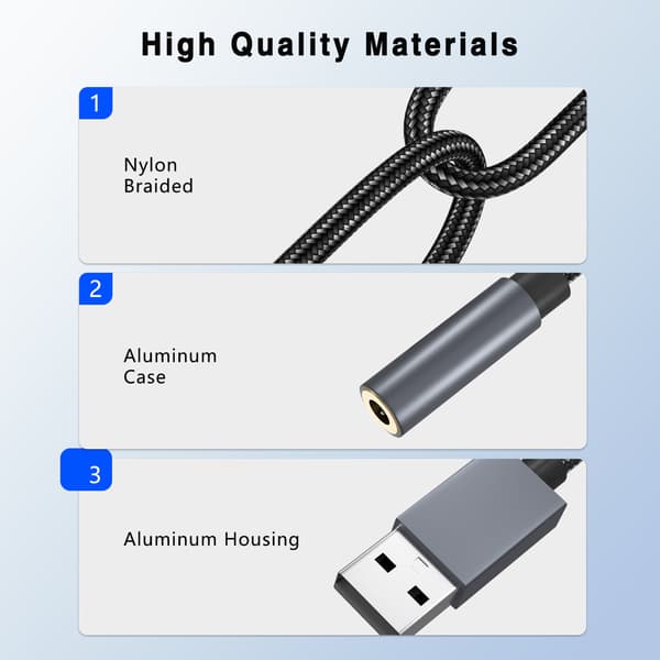 Overgangskabel for lyd, USB til 3,5 mm Grey