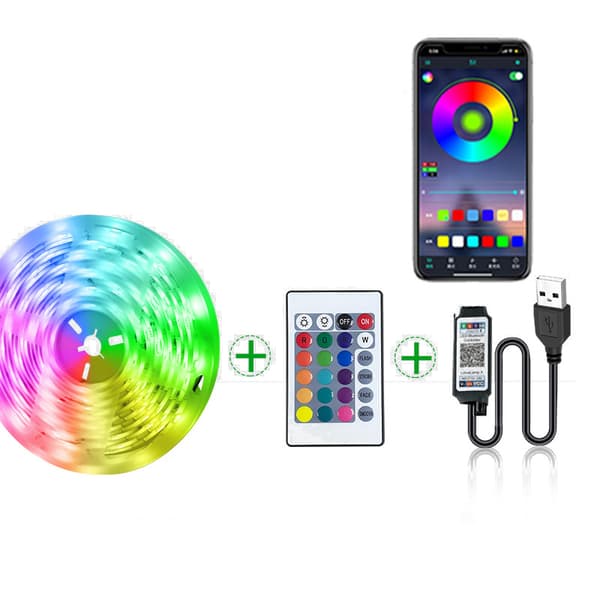 5M RGB USB LED-ljusslingor med Bluetooth APP-kontroll