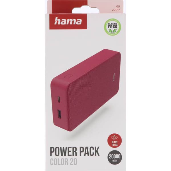 Varavirtalähde Colour 20 20000mAh USB-C+USB-A Punainen