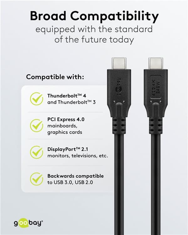 USB-C™-kaapeli, USB4™, 1,8 m, musta
