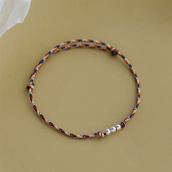 S925 Silverflätat armband MultiColor