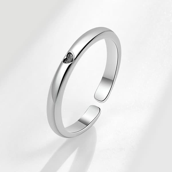 Säädettävä sormus - Sydänkuvio Silver