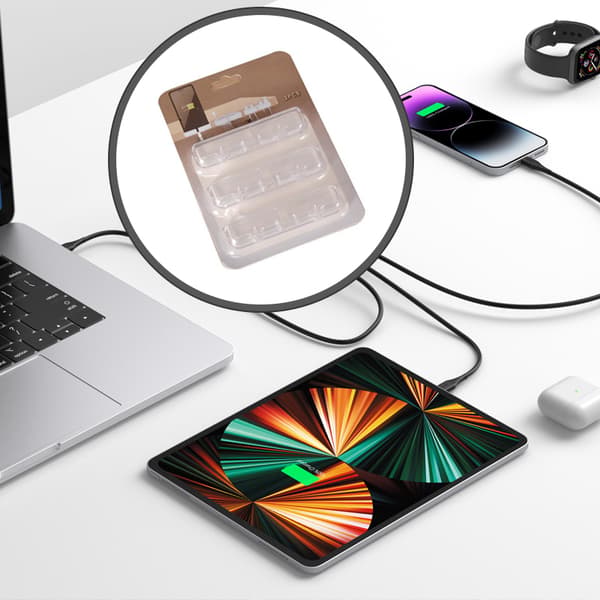 Desktop Cable Organizer Clip Kabelförvaring USB-kabelvindare Transparent