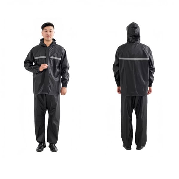 Delad regnrocksset, svart dubbellagers Oxfordduk - Basic Model M L