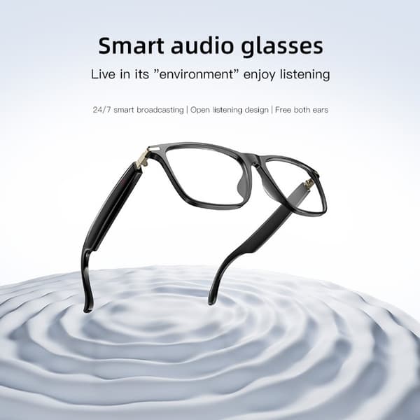 Open-Ear Audio Smart Glasögon - Lätta, Lång Batteritid, Transparent Lins, kompatibelt med Android och iOS