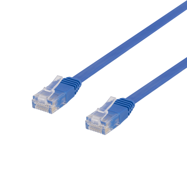 U/UTP Cat6 patch cable, flat, 10m, 250MHz, blue